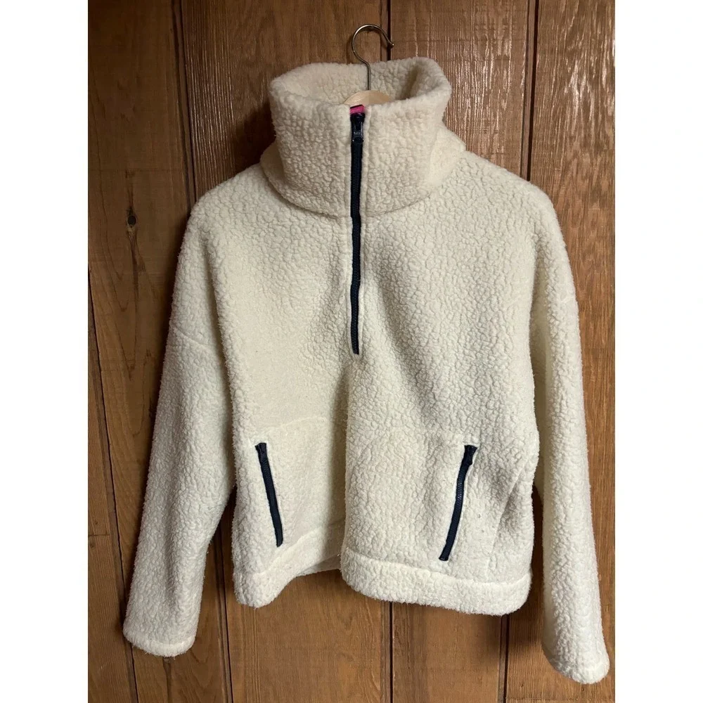 JCrew comfy cozy plush Sherpa 1/4 zip popover with 2‎ pockets size S